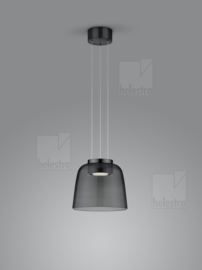 Helestra  hanglamp Romo led, 1-lichts zwart - chroom en smoke glas