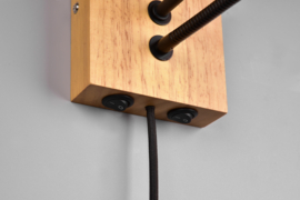 Trio lighting wandlamp Nilam, natural hout met rechthoekige kap