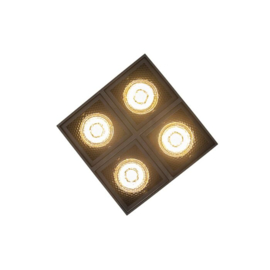 Qazqa plafondspot  Qubo Honey vierkant, 4-lichts zwart incl. licht bron