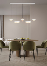 Trio lighting hanglamp Keaton led, 5-lichts warm grijs