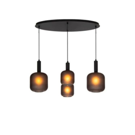 Lucide hanglamp Eloise, 4-lichts met antraciet glas