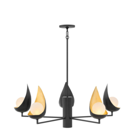 Hanglamp Ren led, 5-lichts black met goldleaf