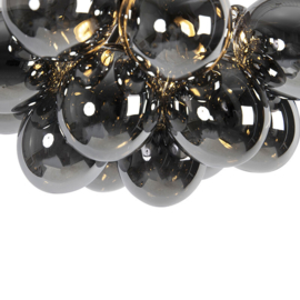 Plafondlamp Uvas, 4-lichts zwart met smoke glas incl. licht bron