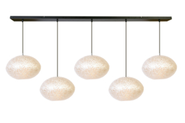 WF Light hanglamp Apollo, 5-lichts wit met balk 150 cm zwart