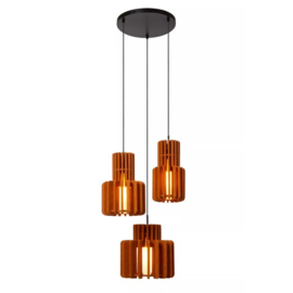 Lucide hanglamp Rollo, 3-lichts terracotta