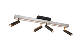 Trio lighting plafondspot  Zeno led, 4-lichts geborsteld aluminium-zwart