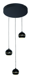 Hanglamp Bilia led, 3-lichts zwart rond