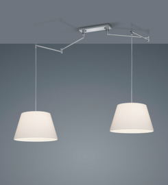 Helestra  hanglamp Certo 2-delig chroom met witte stoffen kap