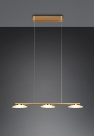 Trio lighting hanglamp Merton led, 3-lichts messing incl. switch dimmer