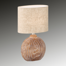 Fischer & Honsel  tafellamp Tobse, houtkleur met beige kap 39 cm