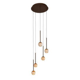 Lucide  CALINA - Hanglamp - Ø 41,9 cm - LED Dimb. - CCT - 5x8,4W 2200K bruin/3300K