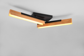 Trio lighting plafondlamp Kerala led, hout met zwart incl. switch dimmer