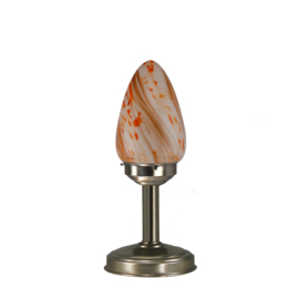 Old timer light tafellamp Traan, oranje marmer glas