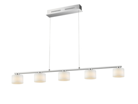 Trio lighting hanglamp Alegro led,  5-lichts mat nikkel incl. switch dimmer