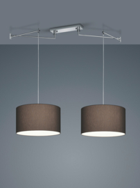 Helestra  hanglamp Certo 2-delig met stoffen kappen antraciet