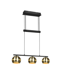 Trio lighting hanglamp Fletcher,  3-lichts mat zwart - mat messing