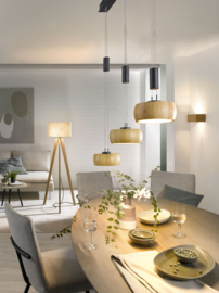Fischer&honsel hanglamp Shine wood led, 3-lichts zwart-eiken