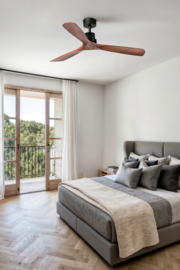 Faro plafond ventilator Lantau L, mat zwart-walnoot