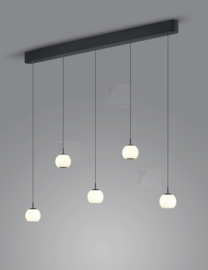 Helestra hanglamp Bono led 5-lichts, mat zwart