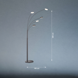 Fischer & Honsel vloerlamp Dent led, 5-lichts zwart