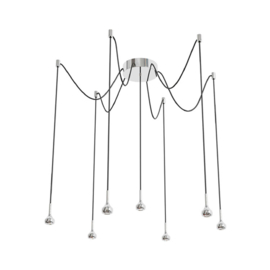 Pujol Lighting hanglamp Mini led, 7 lichts mat nikkel