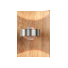 Fischer & Honsel wandlamp Shine wood led, eiken 16 cm incl push dimmer
