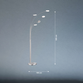Fischer & Honsel vloerlamp Dent led, 5-lichts mat nikkel