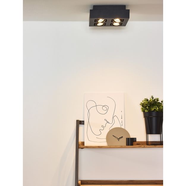 Lucide plafondspot Xirax led, 4-lichts zwart