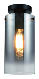 Freelight plafondlamp Ventotto,  zwart met smoke glas