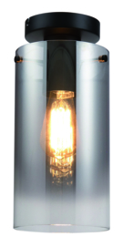 Plafondlamp Ventotto,  zwart met smoke glas