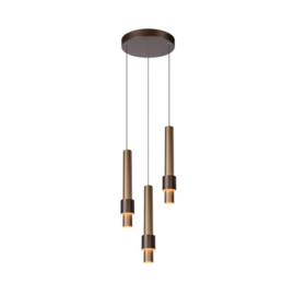 Lucide hanglamp Margary led, 3-lichts koffie
