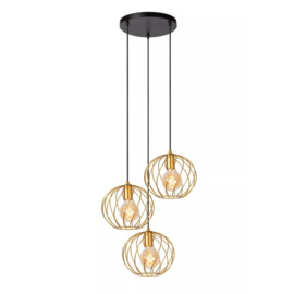 Lucide hanglamp Danza, 3 -lichts mat goud-messing 50 cm