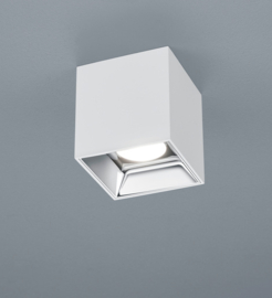 Helestra plafondlamp Ally led, vierkant mat wit met blender chroom