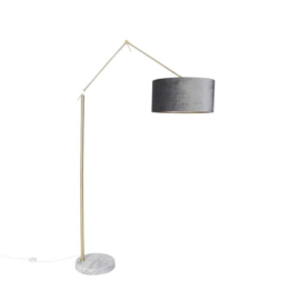 Vloerlamp Editor, goud velours kap grijs 50 cm