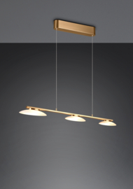 Trio lighting hanglamp Merton led, 3-lichts messing incl. switch dimmer