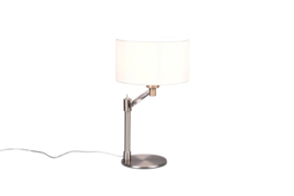 Trio lighting tafellamp Cassio nikkel met stoffen witte kap