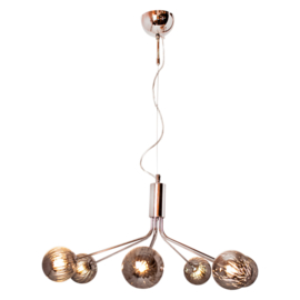 By Rydéns hanglamp Galax, 7-lichts chroom met smoke glas incl. ledbron