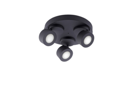 Trio lighting plafondspot  Sancho led, 3-lichts zwart rond WIZ incl. afstandsbediening