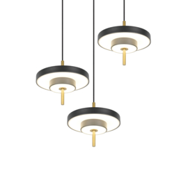 Trio lighting hanglamp Keaton led, 3-lichts zwart