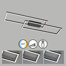 Fischer & Honsel plafondlamp Seth led, mat zwart 98 cm incl. afstandsbediening