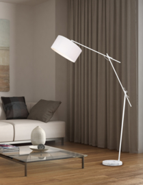 Trio lighting vloerlamp Ponte, wit met stoffen kap wit