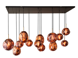 Light trend hanglamp Din ei, 13 lichts met rood glas