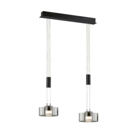 Fischer&honsel hanglamp Lavin led, 2-lichts mat zwart