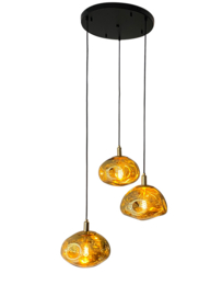 Light trend hanglamp Goudwolk 300 3-lichts met goud kleur glas