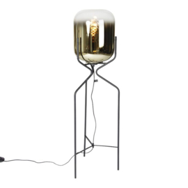 Vloerlamp Bliss , zwart met goud kleurig glas