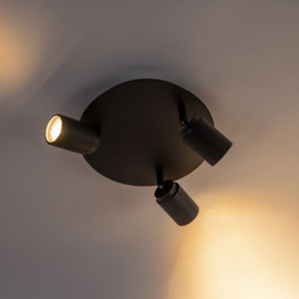Qazqa plafondspot  Ducha led, 3-lichts zwart incl. licht bron IP44