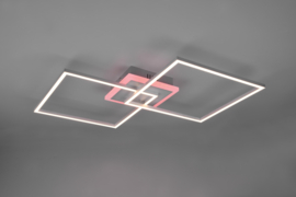 Plafondlamp Arribo led, vierkant titaan incl. switch dimmer en afstandsbediening