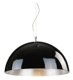 Hanglamp Cupula, hoogglans zwart met zilver 90 cm