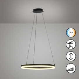 Fischer&honsel hanglamp Sirko led, zwart incl poshdimmer 60 cm