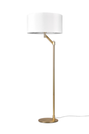 Trio lighting vloerlamp Cassio, messing met stoffen kap